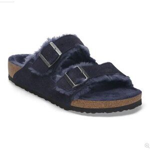 NEW Birkenstock Arizona Shearling Sandals Womens 11 11.5 Cozy Midnight Blue